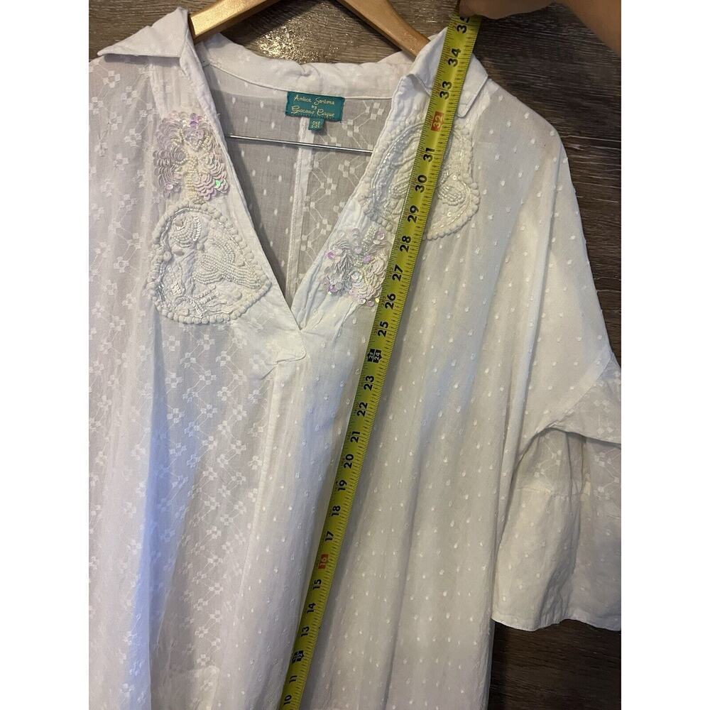 Antica Sartoria White Tunic embroidered floral Sequin romantic festival lace - Picture 6 of 7